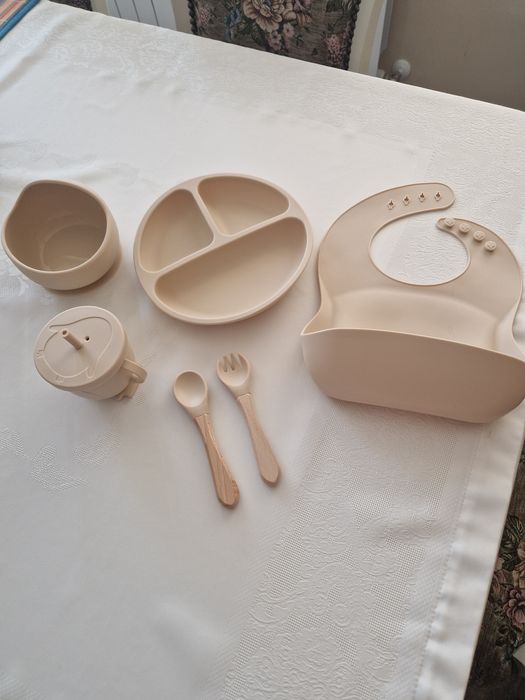 Комплект за хранене за деца / бебета силикон + бамбук