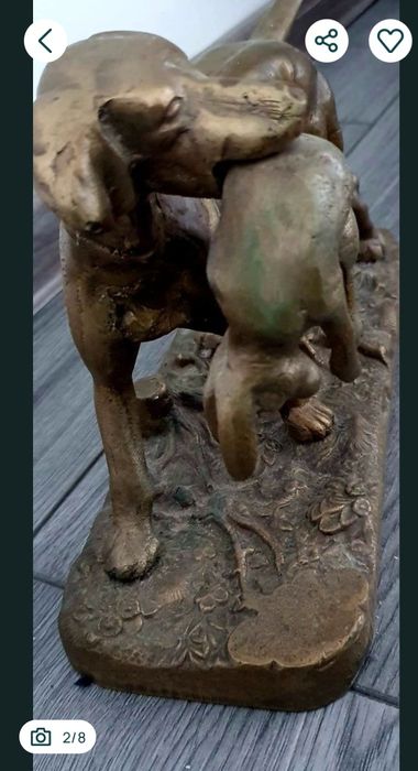 Caine de vanatoare-Statueta din bronz masiv