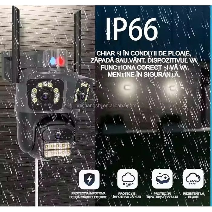 Camera Supraveghere Exterior Tripla, Wireless, Rotativa