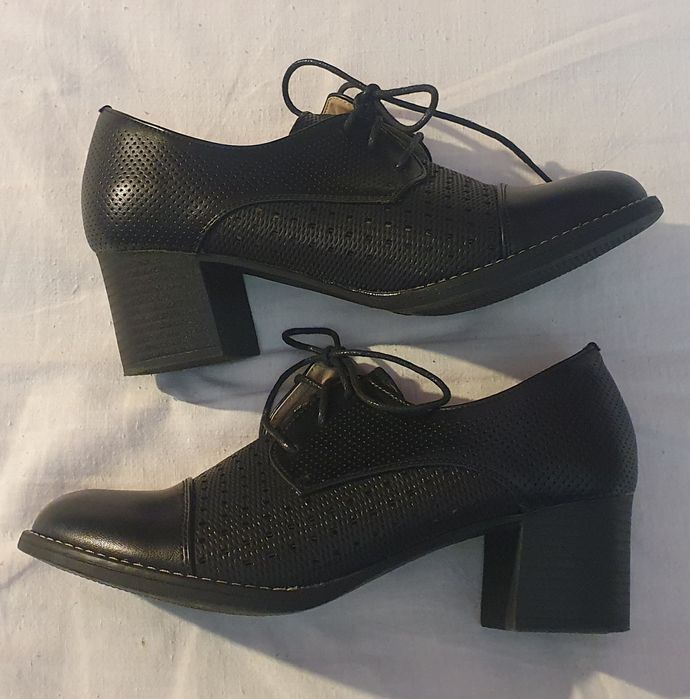 Летни дамски обувки на ток, изкуствена кожа 37