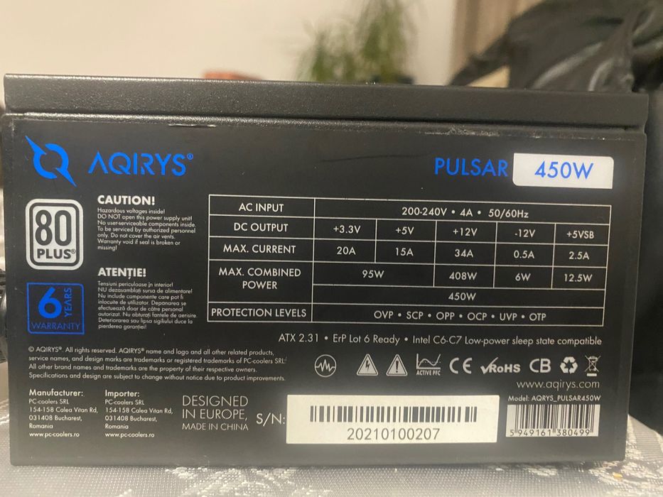 Sursa PC 450w AQIRYS rgb led