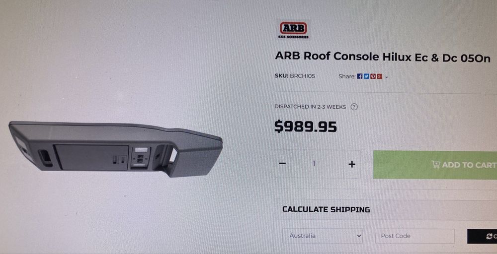Consola de plafon ARB BRCHI15 noua Toyota  Hilux