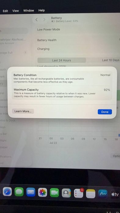 Macbook Air M1 92 Yomkost