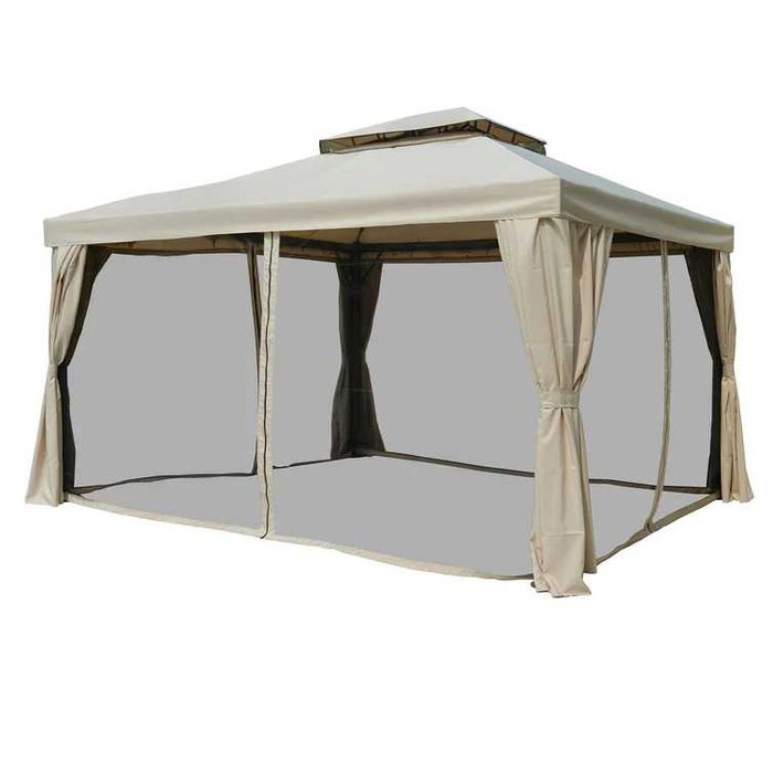 Pavilion/Foisor/Cort pentru gradina/terasa cu perdele si plasa 4×3 BEJ