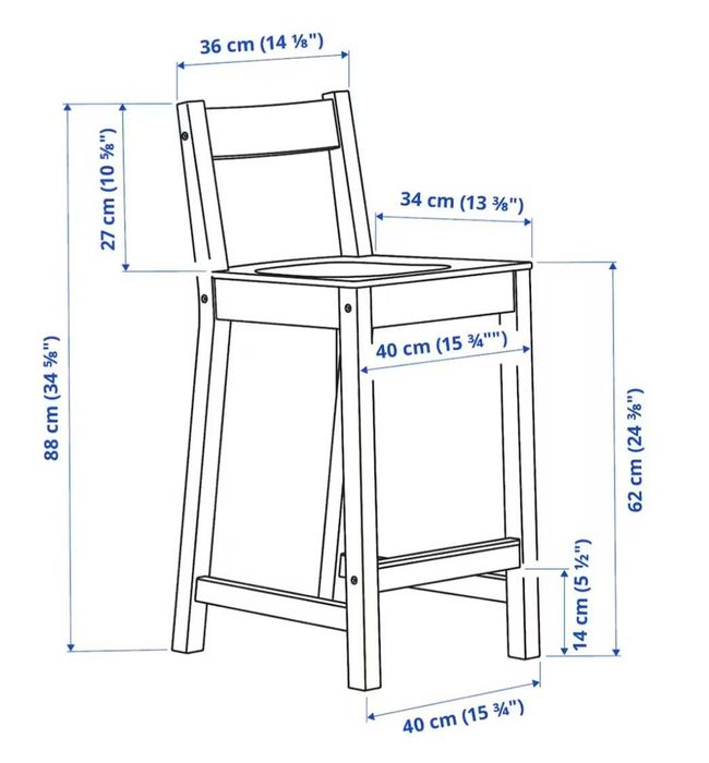 Неизползвани! Бар стол Nordviken черен Икеа, к-т 4 броя