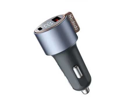 Incarcator Auto McDodo CC-3690 Venus Display 75W 3A 1 x USB-A – 1 x USB-C Negru