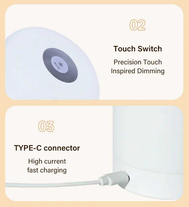 Акумулаторна преносима LED нощна лампа дистанционо управление настолна