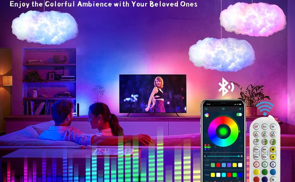 Светодиодный облачный светильник с пультом