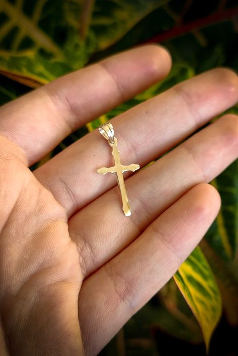 Златен Православен кръст, 14 карата плътно злато, подарък за кръщене