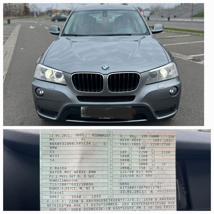 BMW X3, 2.0d ,X-drive, 184cp,an 2011,euro5