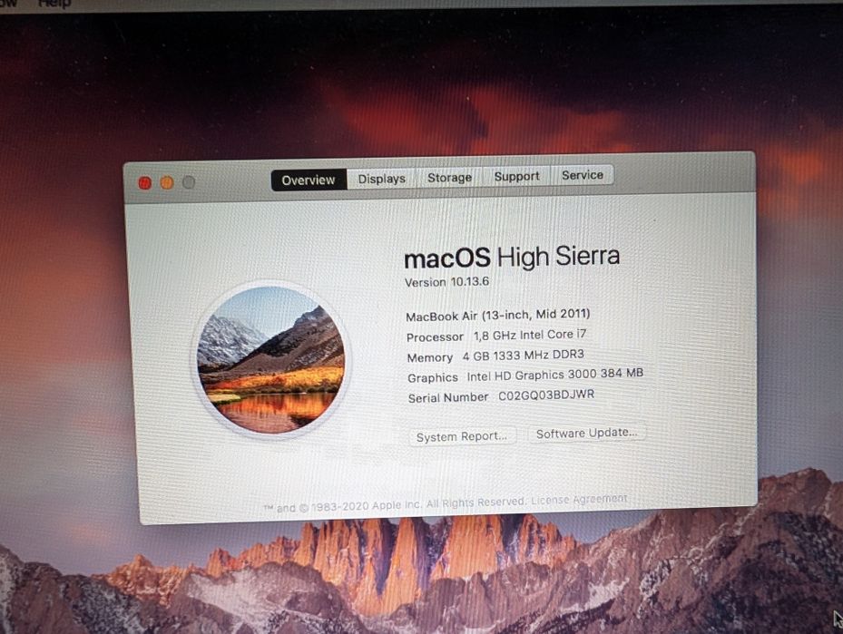 MacBook Air i7 4gb 256ssd