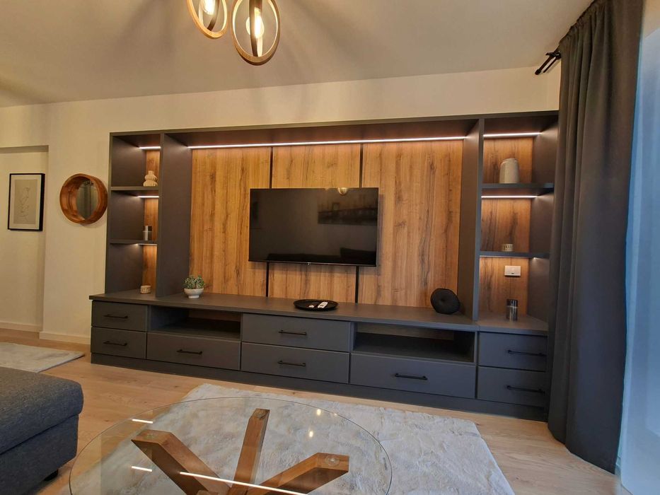 Mobila living moderna,  PAL 18 mm Egger cu 6 sertare si LED