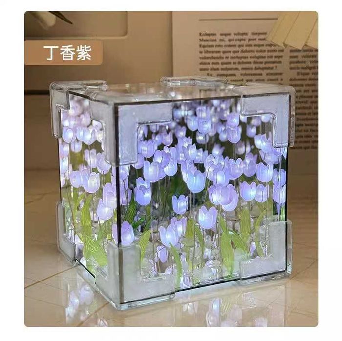 Светодиодный ночник в виде цветка тюльпана в виде кубика Рубика