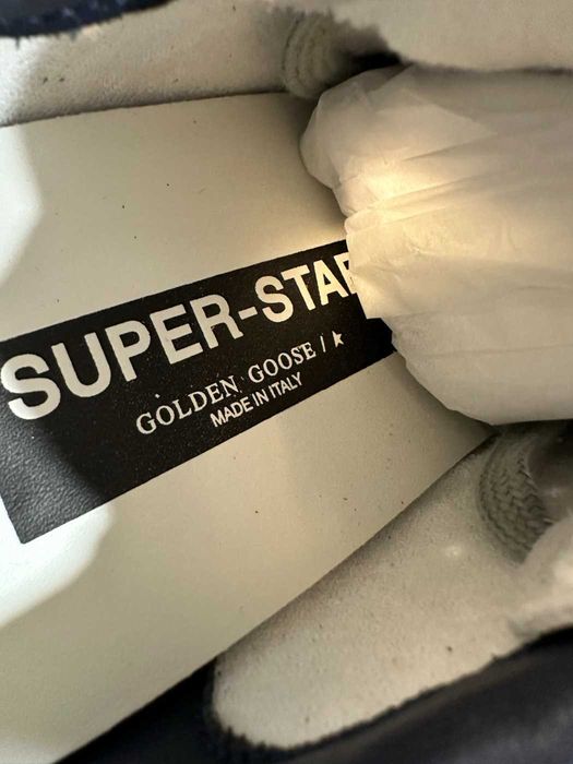 Golden Goose Superstar sneakers piele stea gri toc bleumarin