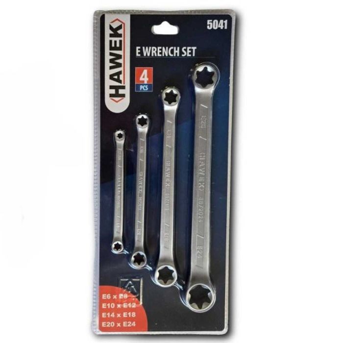 Комплект звездогаечни ключове Е-та ( еврейска звезда) 4 части HAWEK