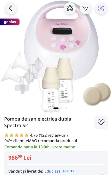 Pompa de san electrica dubla s2 spectra