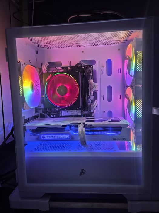 Уникален БЯЛ Геймърски Компютър | RX 9060 XT 16GB | Ryzen 5 5500 | 1TB NVMe | 16GB RAM