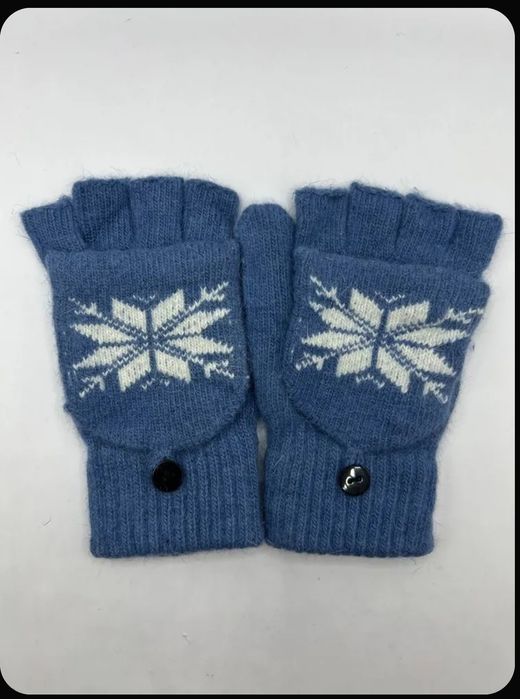 Варежки вязаные без пальцев, митенки