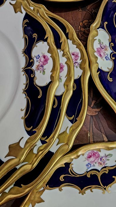 Чайно-кофейный сервиз "Мейсенский букет" ГДР. Кобальт. Дёшево !