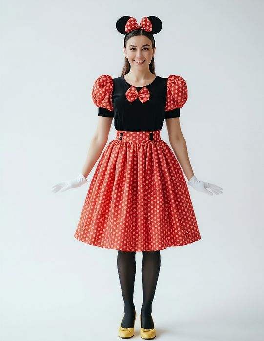 Costum Minnie mouse adult, deluxe fabricat în România ,rochie carnaval