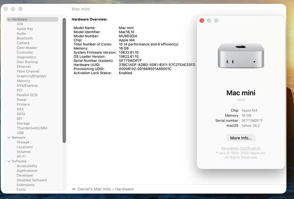 Продавам Apple Mac Mini 2024 M4 10C/10G 16RAM 256GB SSD
