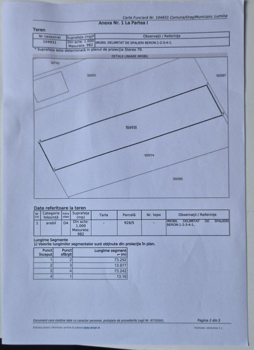 Teren 1000 mp, Oituz (Constanța)