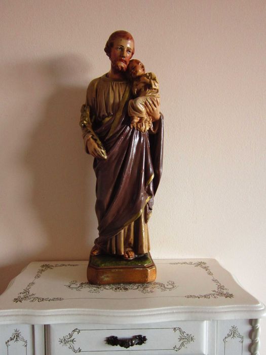 cadou deosebit  rar Sf.Iosif cu pruncul Isus Franta 1950 handmade,31cm