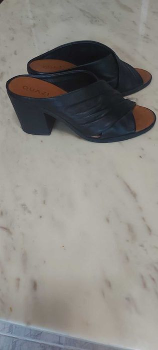 Дамски черни чехли №37 от естествена кожа