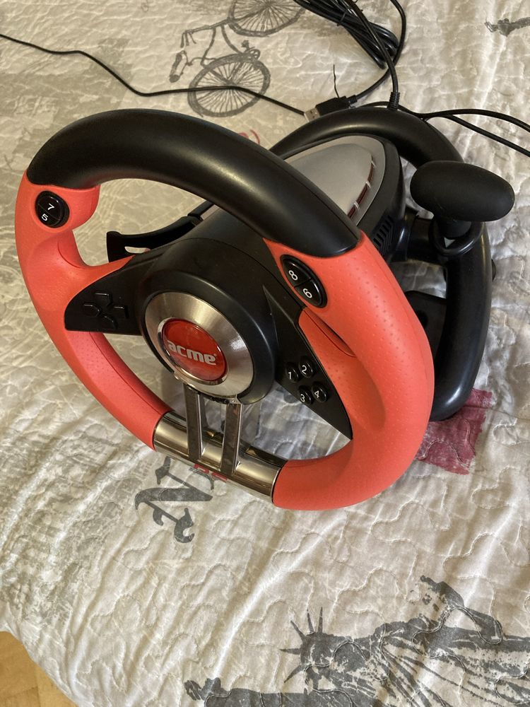 Volan Auto cu Pedala | Acme RS Realistic Racing Wheel Iasi • OLX.ro