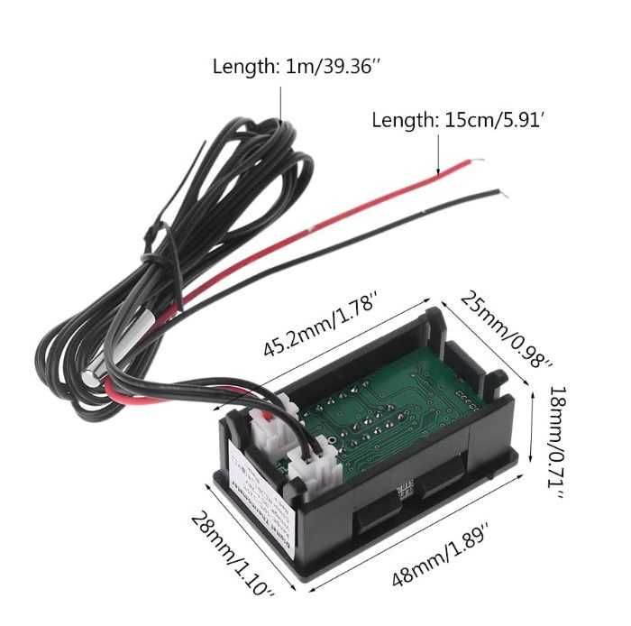 Ceas indicator voltmetru termometru auto max28V