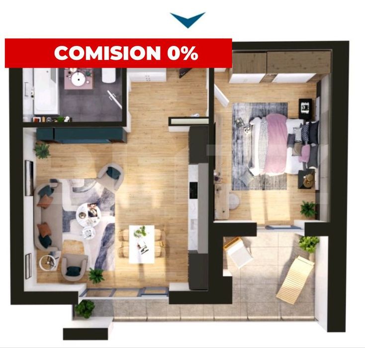 Comision 0 | Apartament de vanzare,  2 camere, 54  mp, zona Torontalul