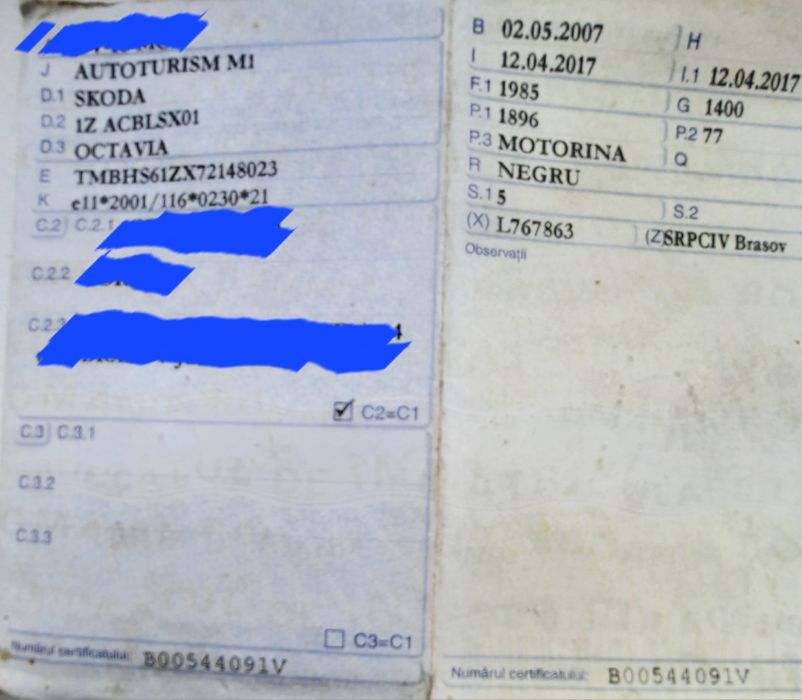 Vând Skoda Octavia II din anul  2007, diesel  1,9, 105 cp.