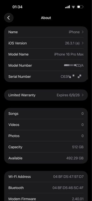 iPhone 16 pro Max 512GB