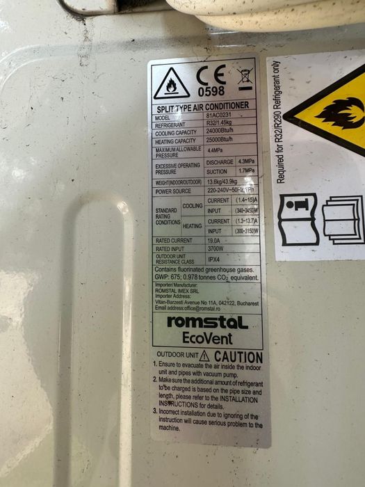 aer conditionat romstal ecovent 24000 btu