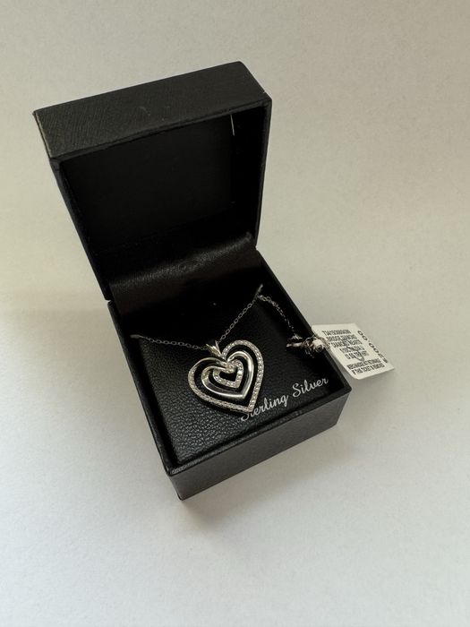 Ново сребърно колие двойно сърце (Sterling Silver)