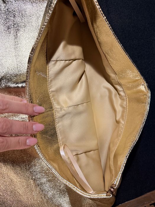 Златна пола от естествена кожа