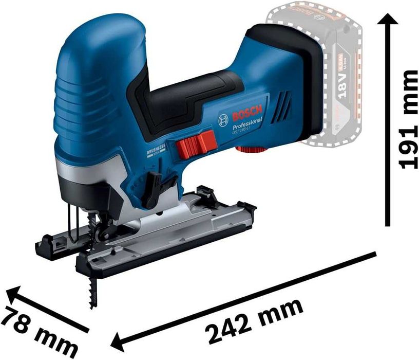 Акумулаторен прободен трион Bosch GST 185-LI с 2 батерии 4 Ah зарядно