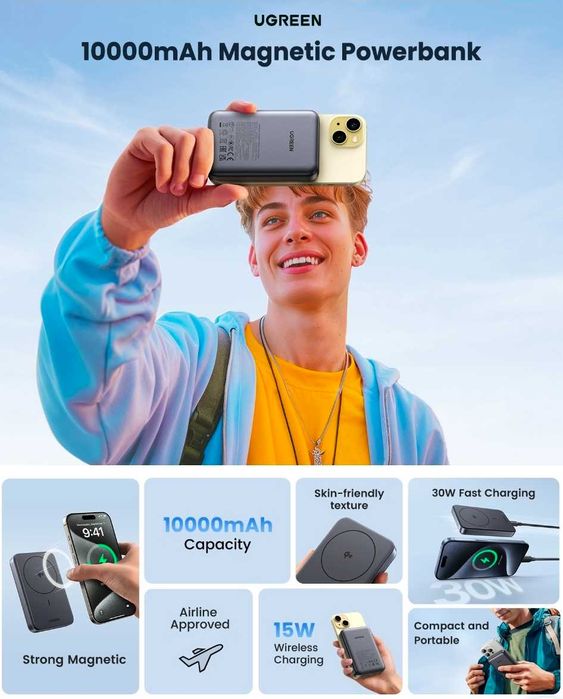 Ugreen Qi2 15W Magnetic PD30W PowerBank 10000mAh MagSafe For iPhone 17