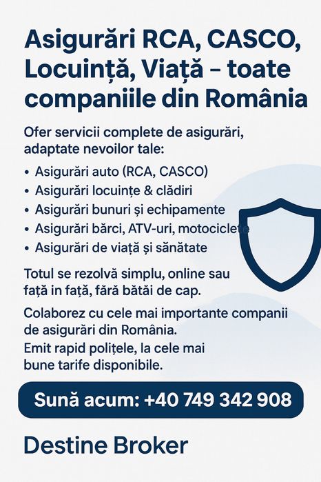 Asigurări pentru orice tip RCA/CASCO/ BUNURI CLADIRI asigurare ieftin