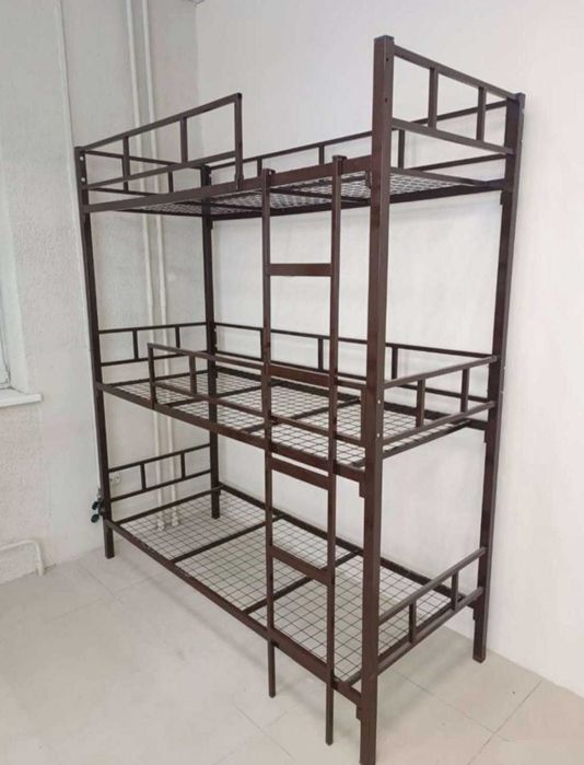 Трёхэтажная кровать  Темир трёхярусная кровать уч каватли крават