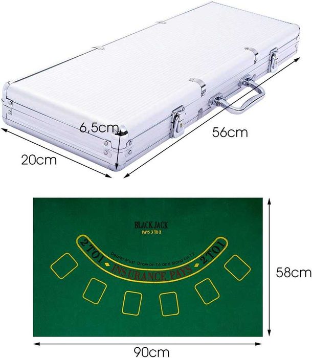 Set de Poker profi cu 500 de jetoane in servieta din aluminiu zaruri