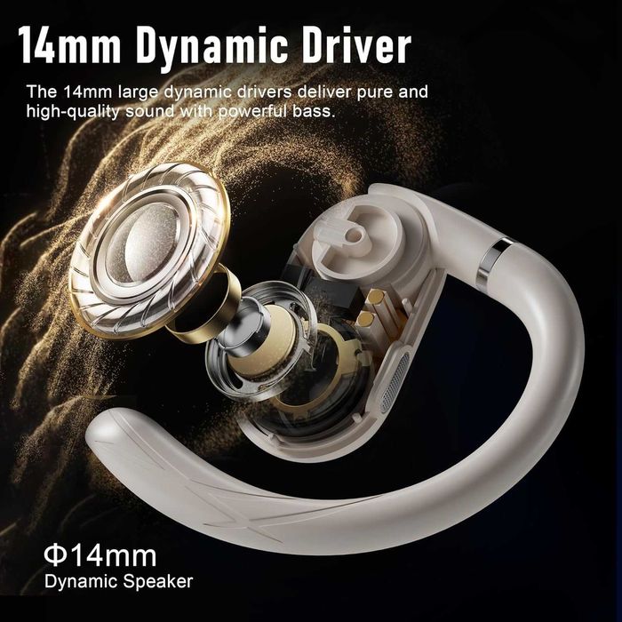 ZIPFORCE безжични слушалки с отворено ухо, Bluetooth 5.3, IPX6, жълти