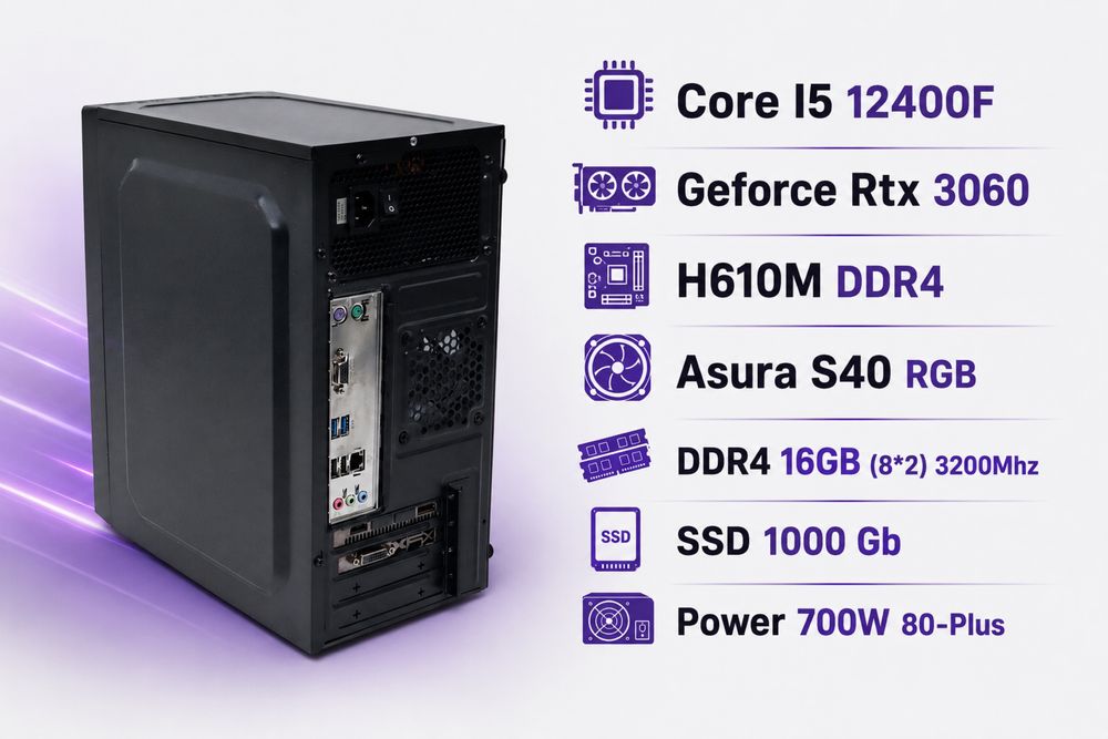 Kompyuter kuchli oyinlar uchun RTX 3060 bilan