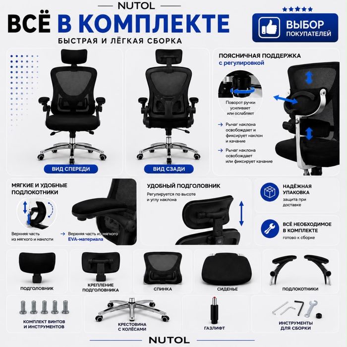 Офицное кресло черный