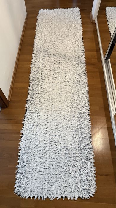 Covor shaggy Edanti 80x300 cm alb, ideal pentru hol