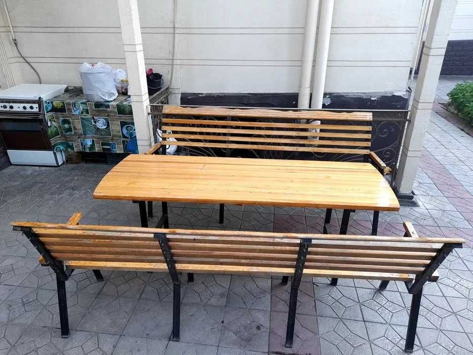 Стол скамейка садовая