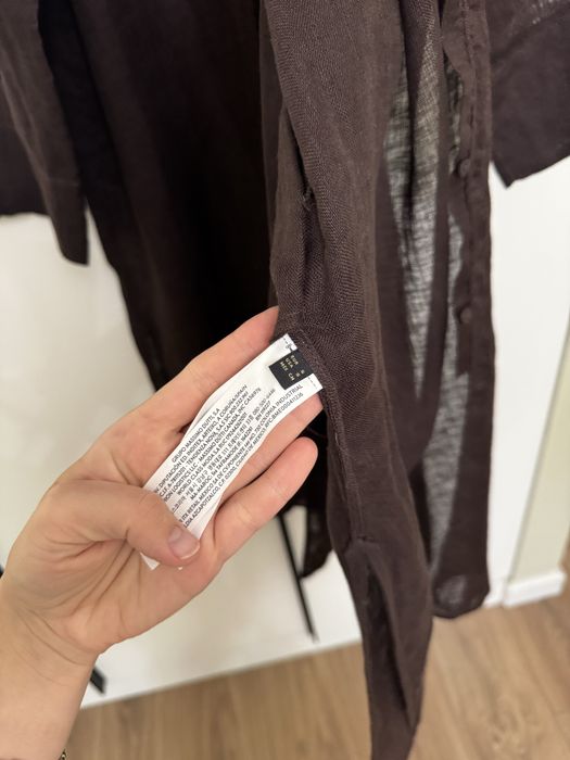 Длинная льняная рубашка massimo dutti