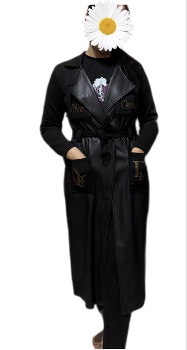 Плащ длинный , черный