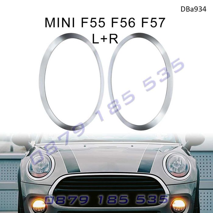 Хром черни лайсни вежди фарове MINI F55 F56 Комплект ляв десен ринг