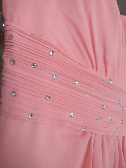 Шаферска Абитуриентска Официална дълга рокля, цвят розов/праскова